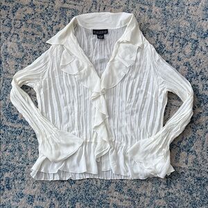 Diaglogue vintage y2k ruffle button collar blouse bell sleeves sz XL extra large